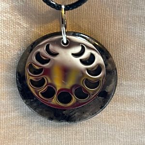 Moon Phase Labradorite disc necklace